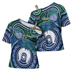 Torres Strait Islander Flag Day Personalised Cross Shoulder Shirt Dhari Dugongs Sea Cows Aboriginal Art
