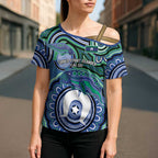 Torres Strait Islander Flag Day Personalised Cross Shoulder Shirt Dhari Dugongs Sea Cows Aboriginal Art