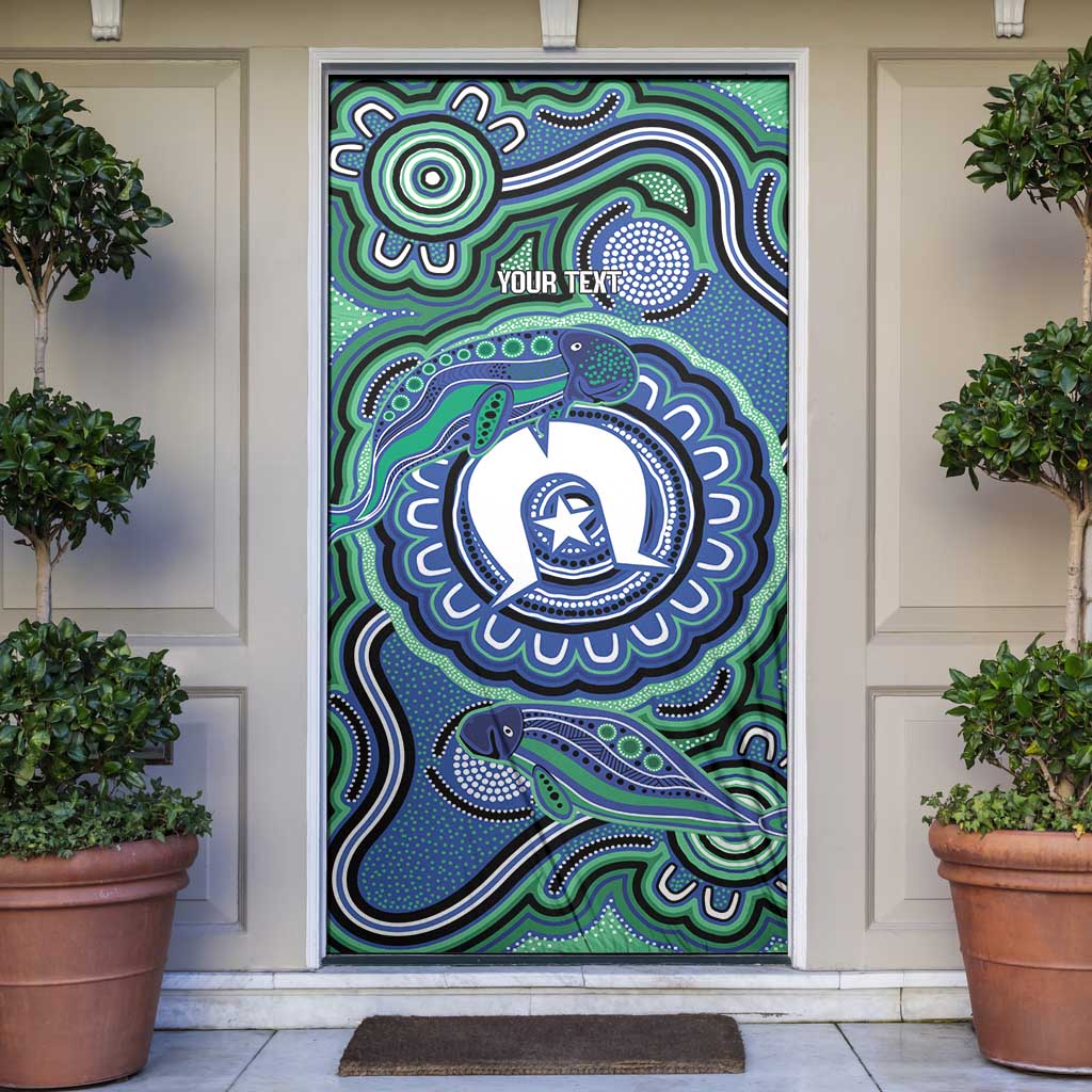 Torres Strait Islander Flag Day Personalised Door Cover Dhari Dugongs Sea Cows Aboriginal Art