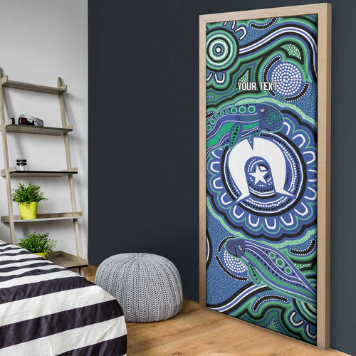 Torres Strait Islander Flag Day Personalised Door Cover Dhari Dugongs Sea Cows Aboriginal Art