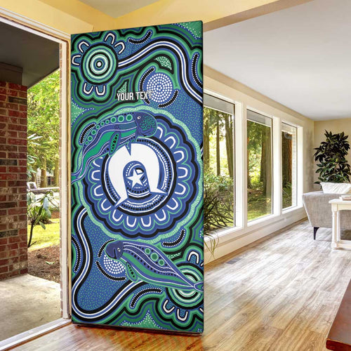 Torres Strait Islander Flag Day Personalised Door Cover Dhari Dugongs Sea Cows Aboriginal Art