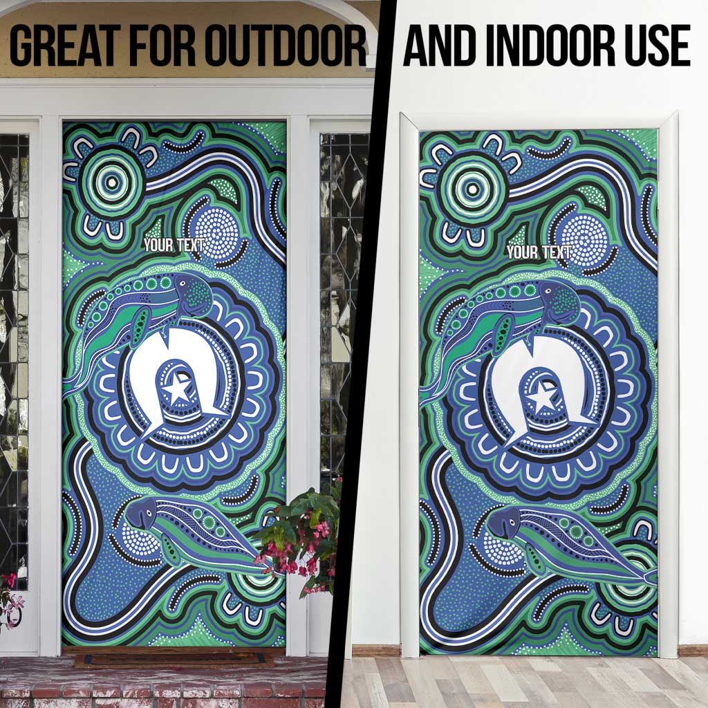 Torres Strait Islander Flag Day Personalised Door Cover Dhari Dugongs Sea Cows Aboriginal Art