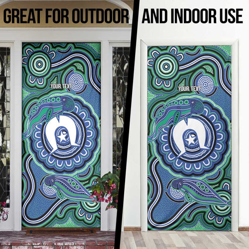 Torres Strait Islander Flag Day Personalised Door Cover Dhari Dugongs Sea Cows Aboriginal Art