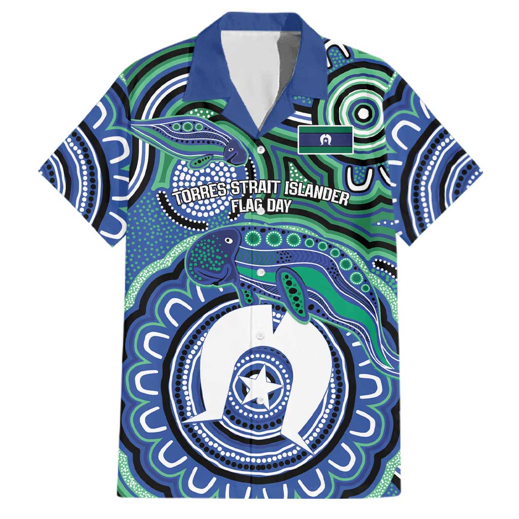 Torres Strait Islander Flag Day Personalised Family Matching Off Shoulder Maxi Dress and Hawaiian Shirt Dhari Dugongs Sea Cows Aboriginal Art