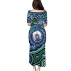 Torres Strait Islander Flag Day Personalised Family Matching Puletasi and Hawaiian Shirt Dhari Dugongs Sea Cows Aboriginal Art