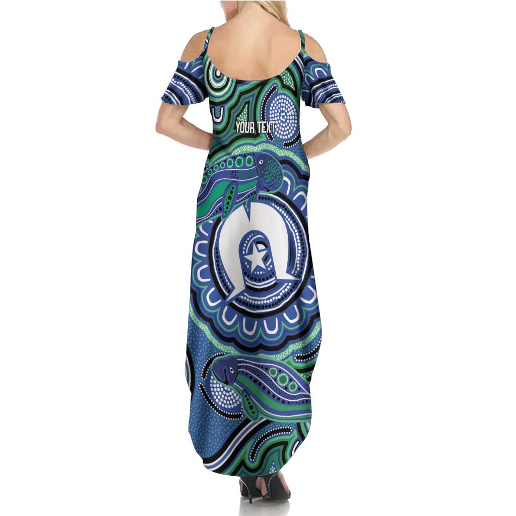 Torres Strait Islander Flag Day Personalised Family Matching Summer Maxi Dress and Hawaiian Shirt Dhari Dugongs Sea Cows Aboriginal Art