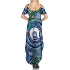 Torres Strait Islander Flag Day Personalised Family Matching Summer Maxi Dress and Hawaiian Shirt Dhari Dugongs Sea Cows Aboriginal Art