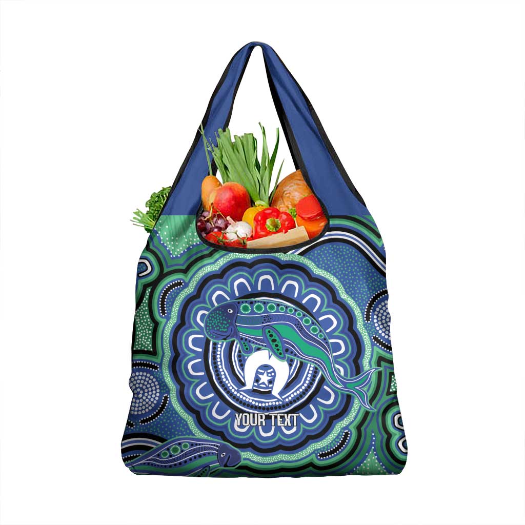 Torres Strait Islander Flag Day Personalised Grocery Bag Dhari Dugongs Sea Cows Aboriginal Art