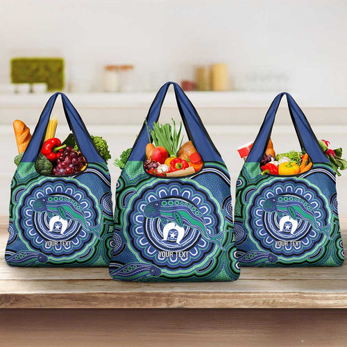 Torres Strait Islander Flag Day Personalised Grocery Bag Dhari Dugongs Sea Cows Aboriginal Art
