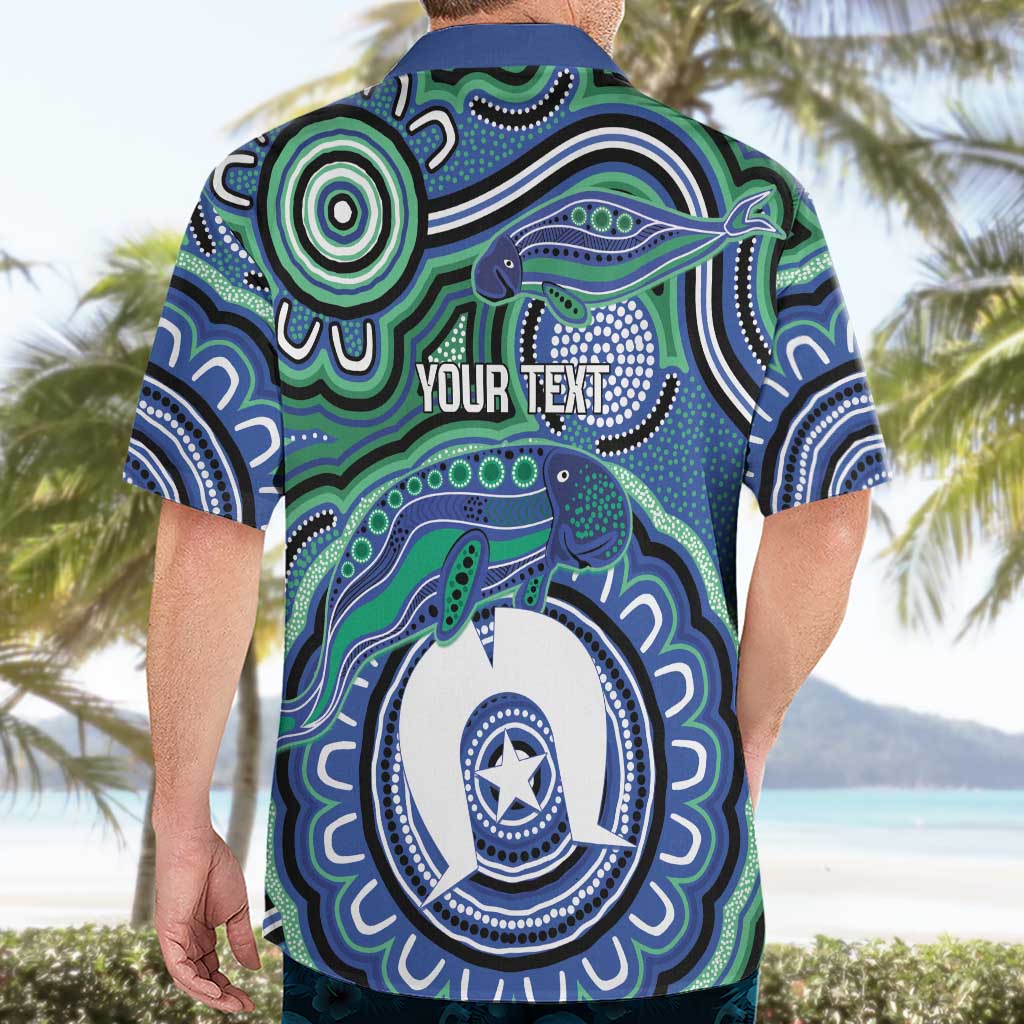Torres Strait Islander Flag Day Personalised Hawaiian Shirt Dhari Dugongs Sea Cows Aboriginal Art