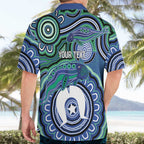 Torres Strait Islander Flag Day Personalised Hawaiian Shirt Dhari Dugongs Sea Cows Aboriginal Art
