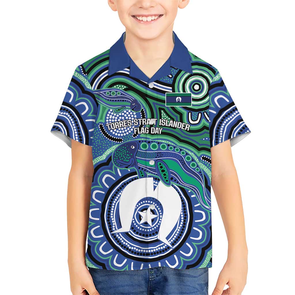 Torres Strait Islander Flag Day Personalised Hawaiian Shirt Dhari Dugongs Sea Cows Aboriginal Art
