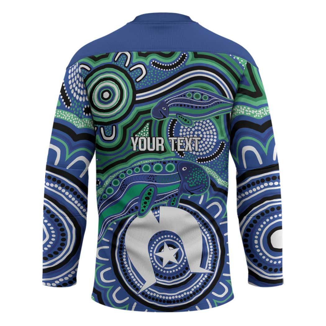 Torres Strait Islander Flag Day Personalised Hockey Jersey Dhari Dugongs Sea Cows Aboriginal Art