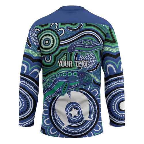 Torres Strait Islander Flag Day Personalised Hockey Jersey Dhari Dugongs Sea Cows Aboriginal Art