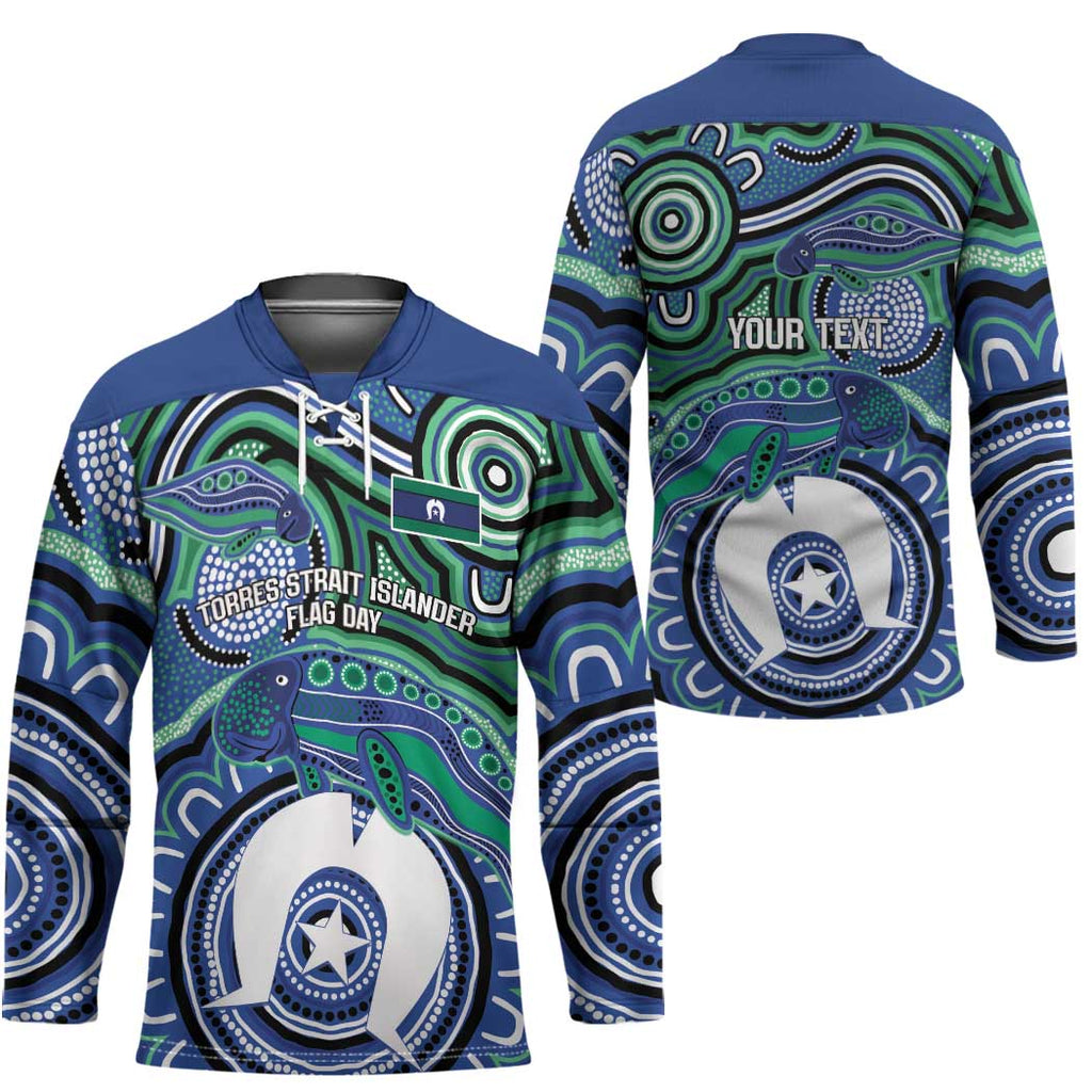 Torres Strait Islander Flag Day Personalised Hockey Jersey Dhari Dugongs Sea Cows Aboriginal Art