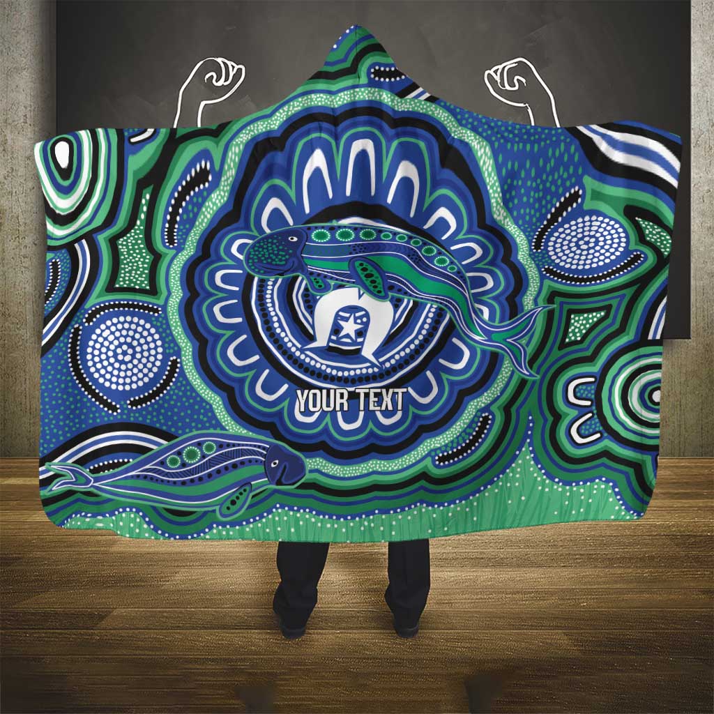 Torres Strait Islander Flag Day Personalised Hooded Blanket Dhari Dugongs Sea Cows Aboriginal Art