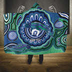 Torres Strait Islander Flag Day Personalised Hooded Blanket Dhari Dugongs Sea Cows Aboriginal Art