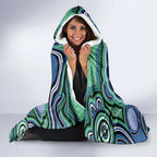 Torres Strait Islander Flag Day Personalised Hooded Blanket Dhari Dugongs Sea Cows Aboriginal Art