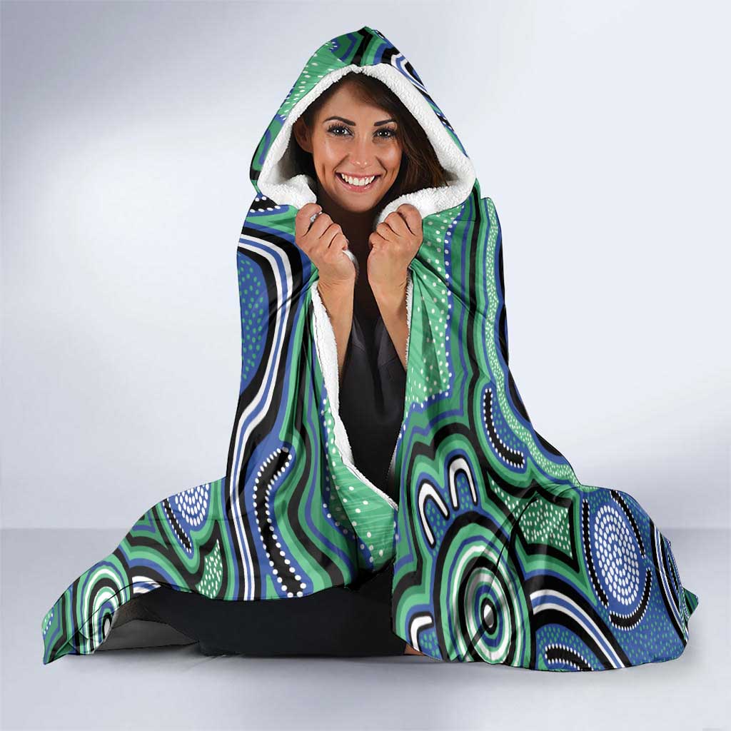 Torres Strait Islander Flag Day Personalised Hooded Blanket Dhari Dugongs Sea Cows Aboriginal Art