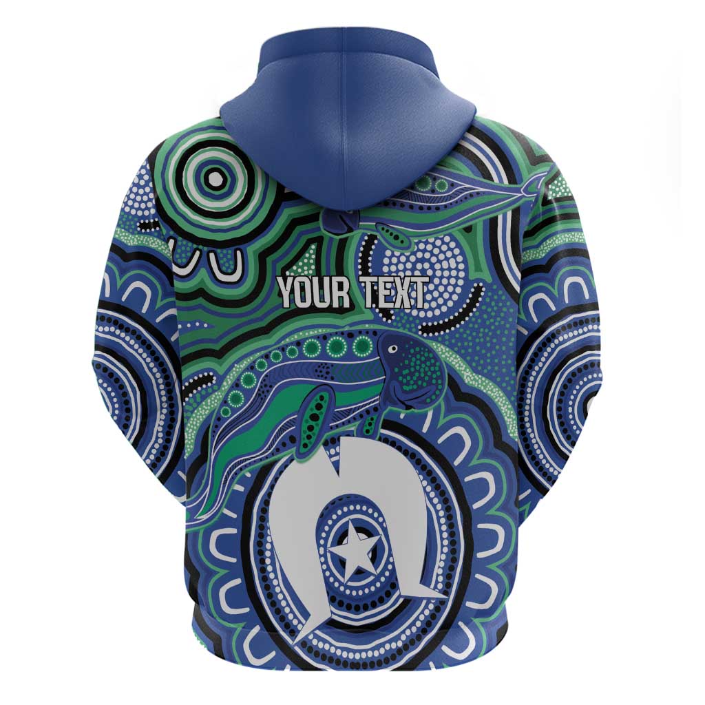Torres Strait Islander Flag Day Personalised Hoodie Dhari Dugongs Sea Cows Aboriginal Art