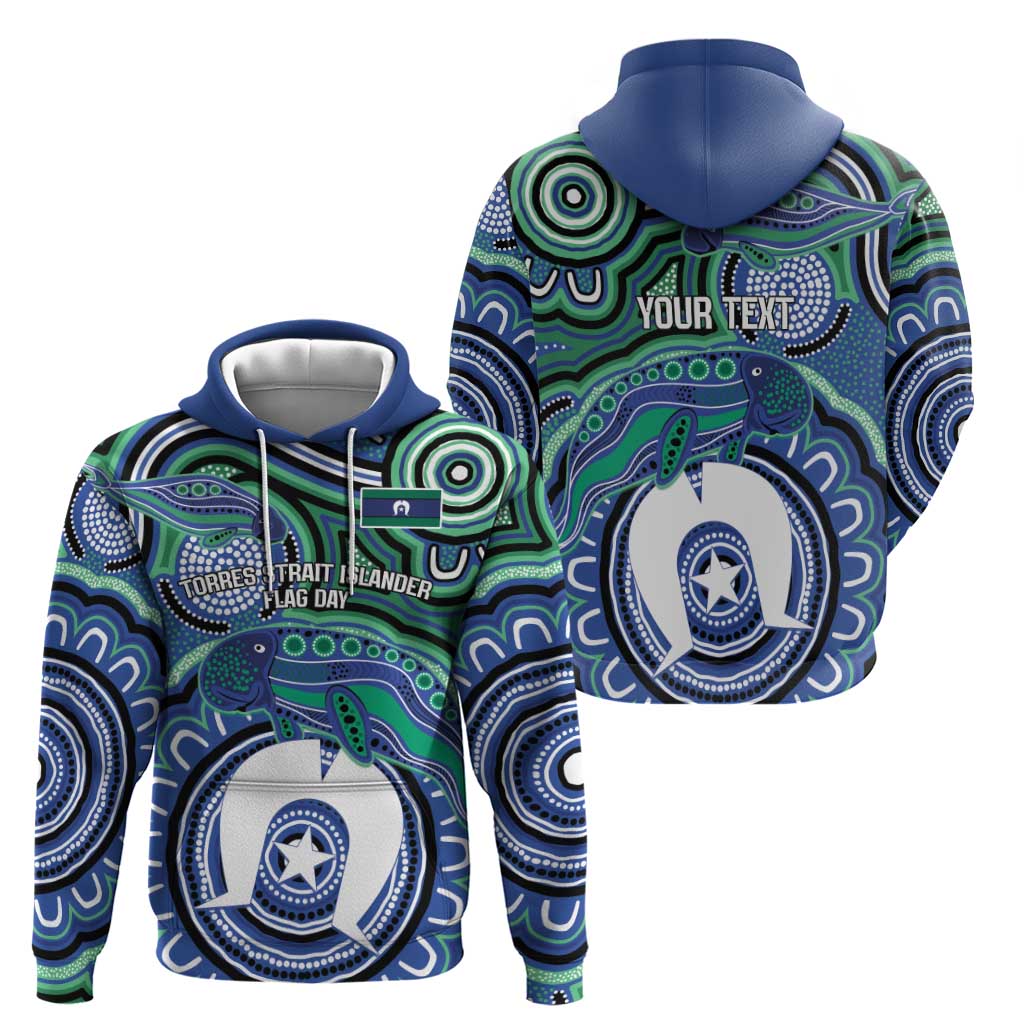 Torres Strait Islander Flag Day Personalised Hoodie Dhari Dugongs Sea Cows Aboriginal Art