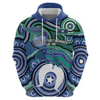 Torres Strait Islander Flag Day Personalised Hoodie Dhari Dugongs Sea Cows Aboriginal Art