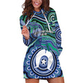 Torres Strait Islander Flag Day Personalised Hoodie Dress Dhari Dugongs Sea Cows Aboriginal Art