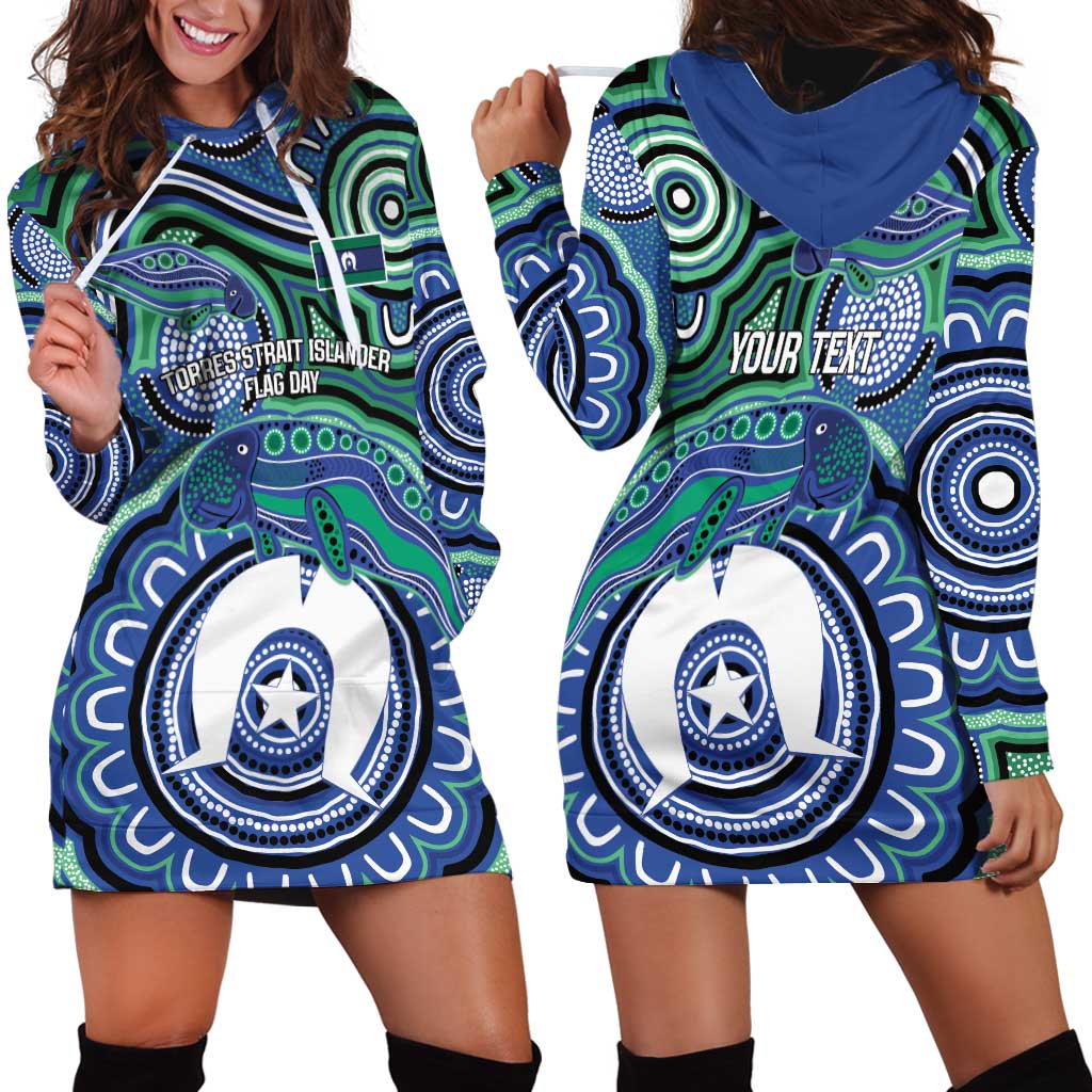 Torres Strait Islander Flag Day Personalised Hoodie Dress Dhari Dugongs Sea Cows Aboriginal Art