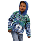 Torres Strait Islander Flag Day Personalised Kid Hoodie Dhari Dugongs Sea Cows Aboriginal Art