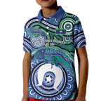Torres Strait Islander Flag Day Personalised Kid Polo Shirt Dhari Dugongs Sea Cows Aboriginal Art