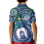 Torres Strait Islander Flag Day Personalised Kid Polo Shirt Dhari Dugongs Sea Cows Aboriginal Art