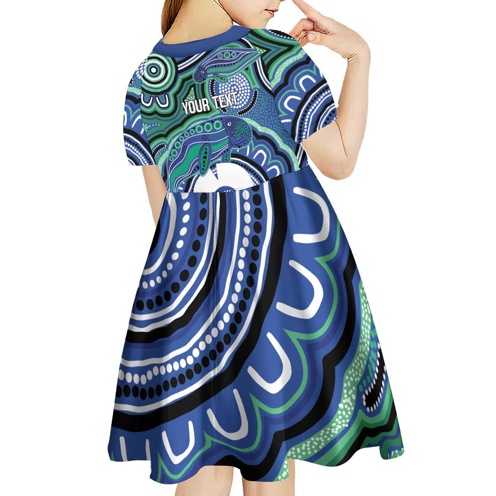 Torres Strait Islander Flag Day Personalised Kid Short Sleeve Dress Dhari Dugongs Sea Cows Aboriginal Art