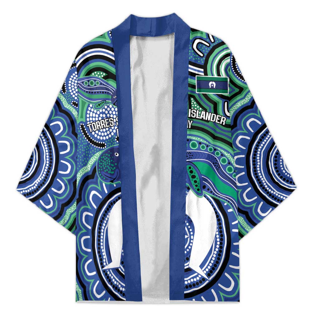 Torres Strait Islander Flag Day Personalised Kimono Dhari Dugongs Sea Cows Aboriginal Art