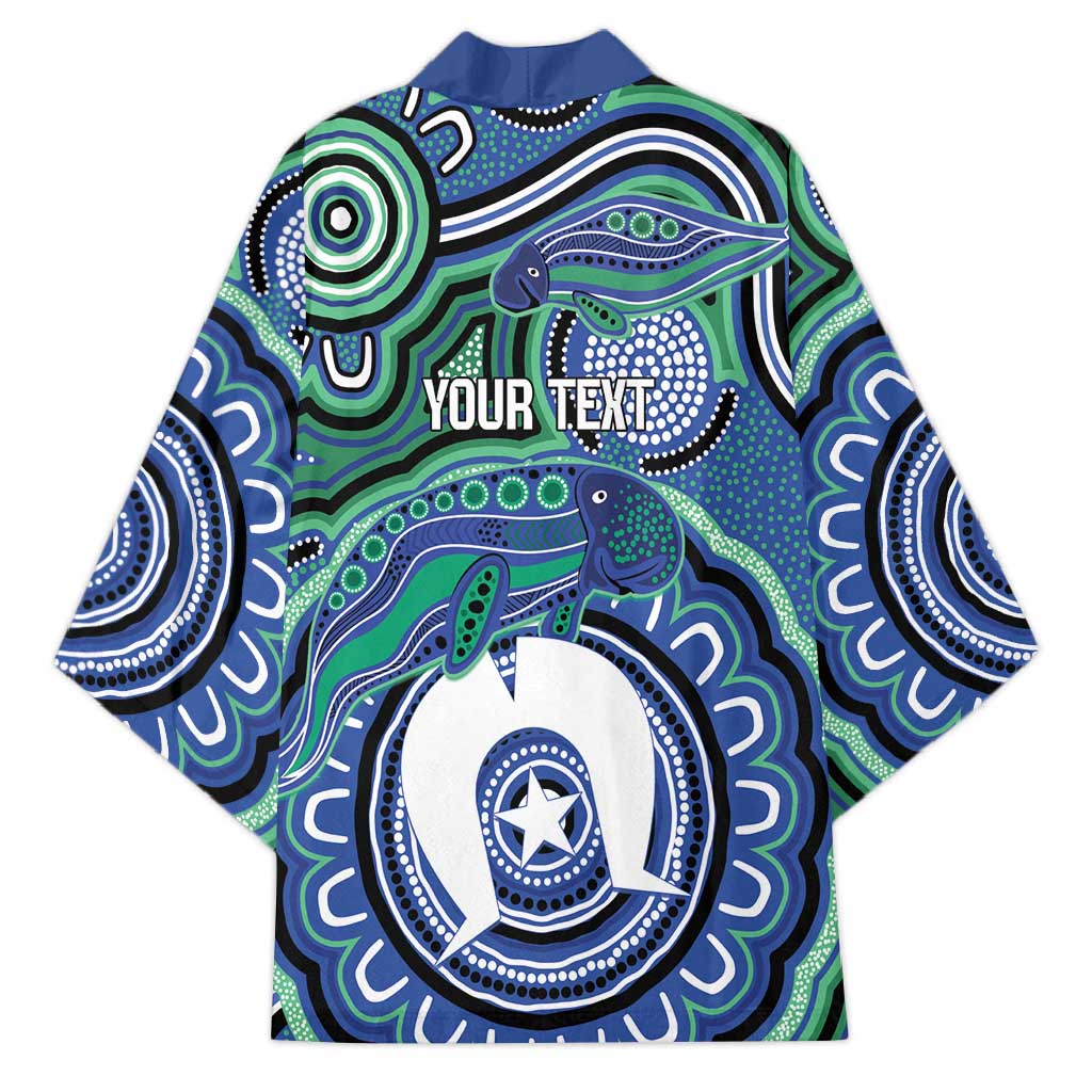 Torres Strait Islander Flag Day Personalised Kimono Dhari Dugongs Sea Cows Aboriginal Art