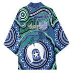 Torres Strait Islander Flag Day Personalised Kimono Dhari Dugongs Sea Cows Aboriginal Art
