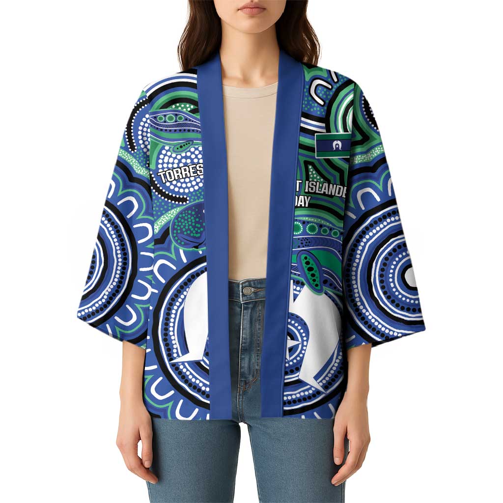 Torres Strait Islander Flag Day Personalised Kimono Dhari Dugongs Sea Cows Aboriginal Art