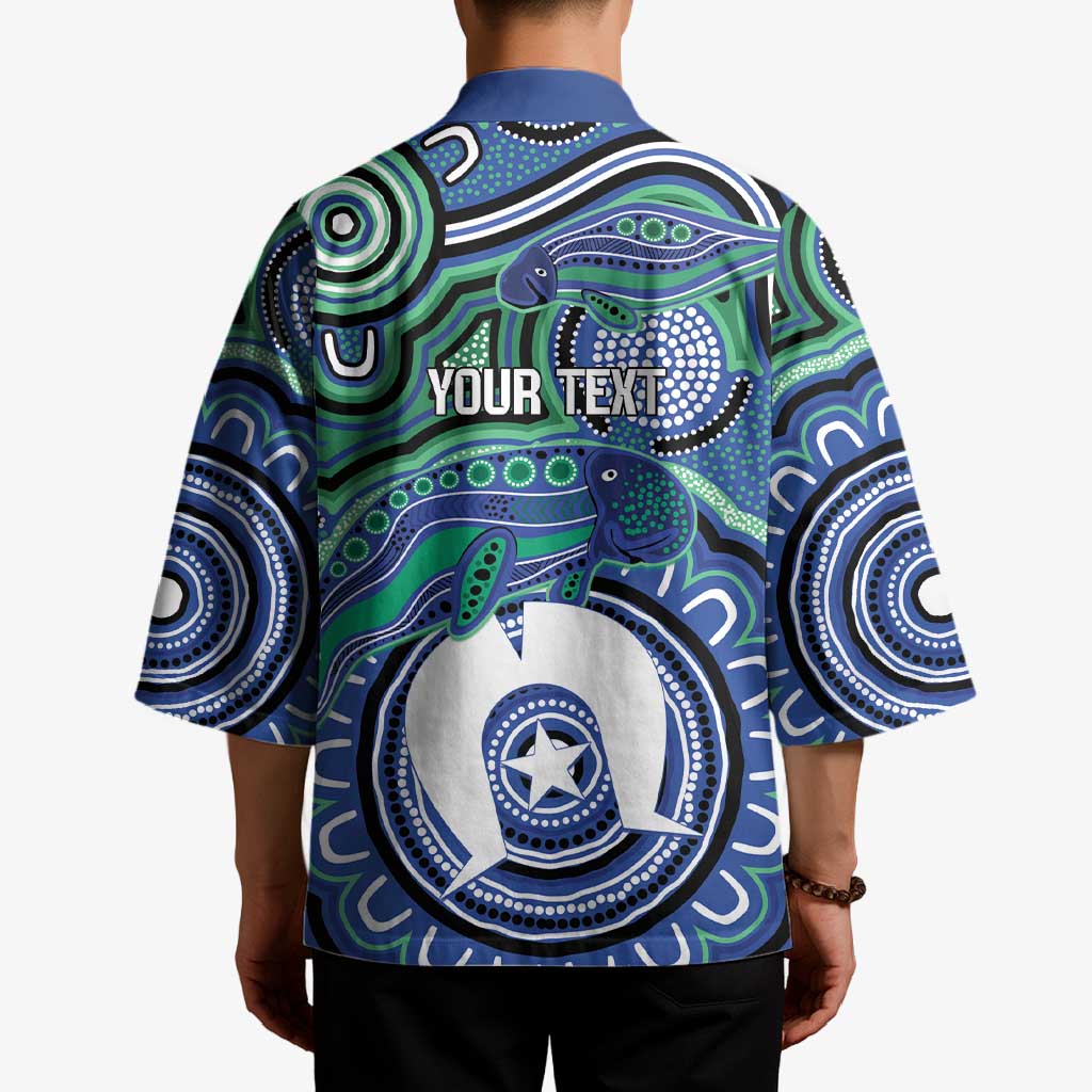 Torres Strait Islander Flag Day Personalised Kimono Dhari Dugongs Sea Cows Aboriginal Art