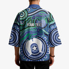 Torres Strait Islander Flag Day Personalised Kimono Dhari Dugongs Sea Cows Aboriginal Art