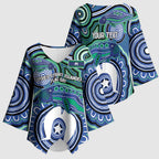 Torres Strait Islander Flag Day Personalised Kimono Sleeve Blouse Dhari Dugongs Sea Cows Aboriginal Art