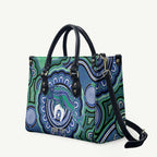 Torres Strait Islander Flag Day Personalised Leather Bag Dhari Dugongs Sea Cows Aboriginal Art