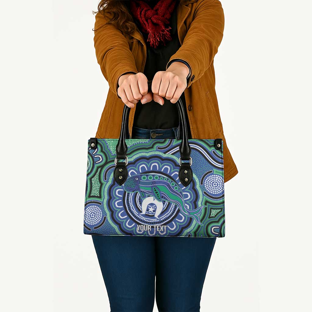 Torres Strait Islander Flag Day Personalised Leather Bag Dhari Dugongs Sea Cows Aboriginal Art