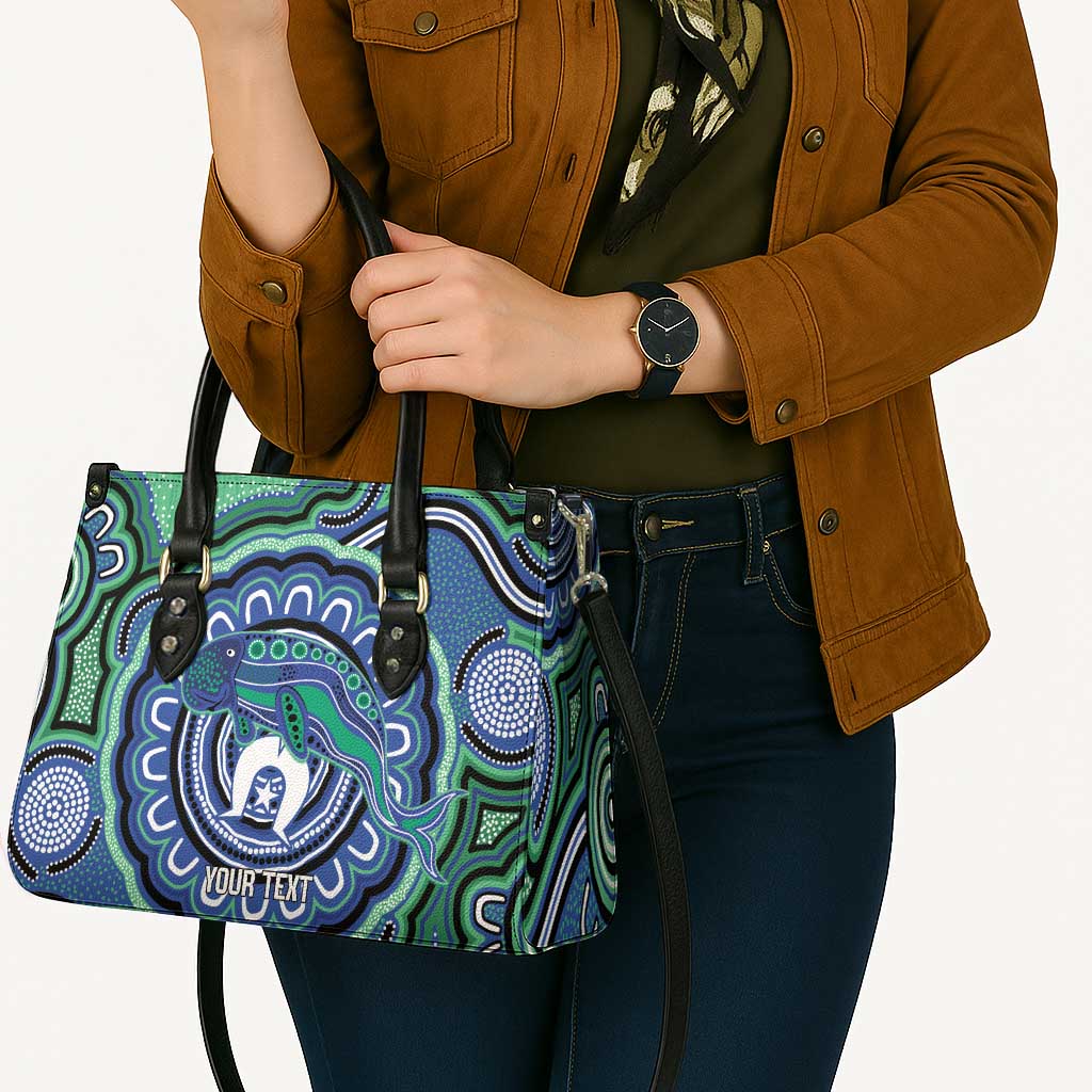 Torres Strait Islander Flag Day Personalised Leather Bag Dhari Dugongs Sea Cows Aboriginal Art