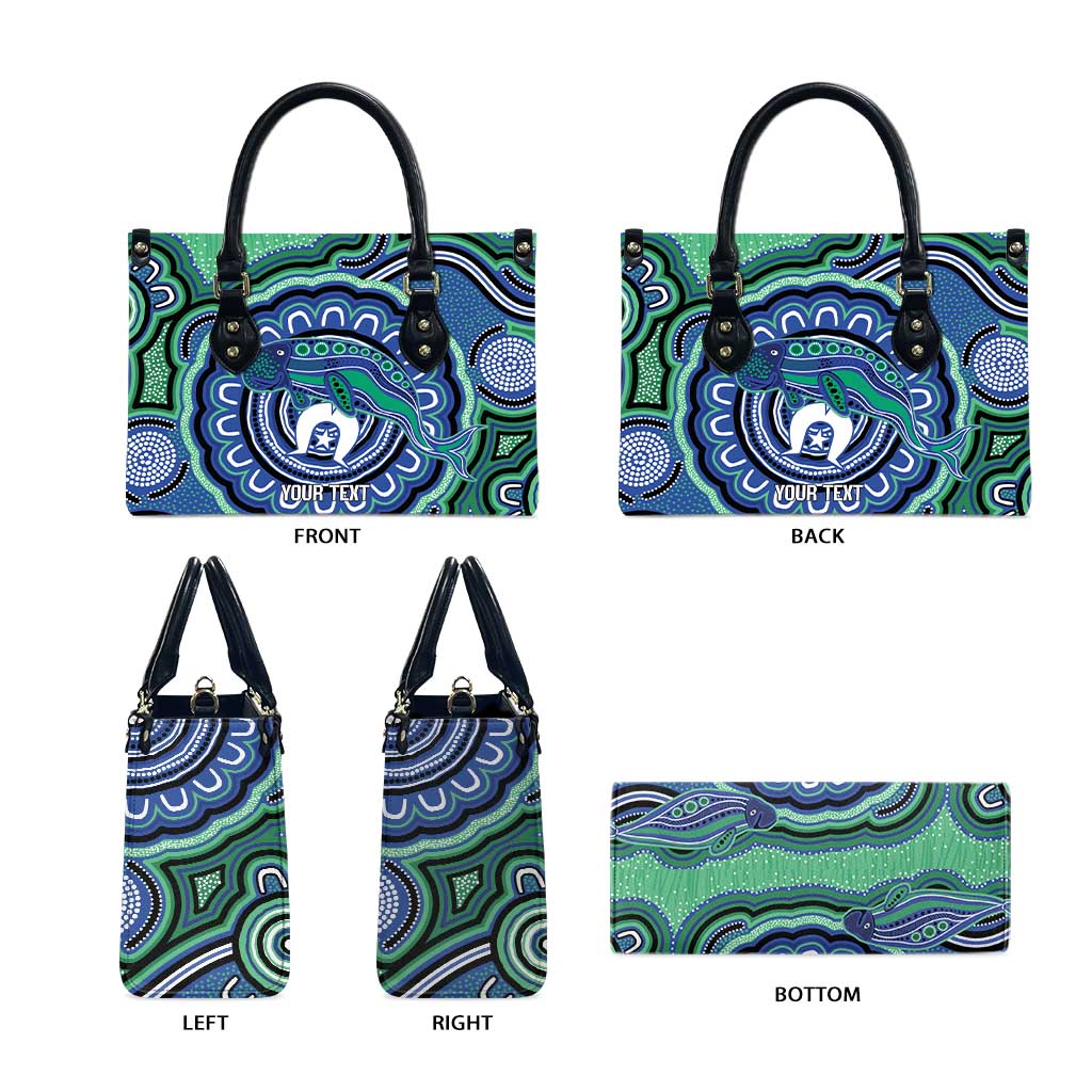 Torres Strait Islander Flag Day Personalised Leather Bag Dhari Dugongs Sea Cows Aboriginal Art