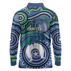 Torres Strait Islander Flag Day Personalised Long Sleeve Polo Shirt Dhari Dugongs Sea Cows Aboriginal Art