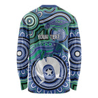 Torres Strait Islander Flag Day Personalised Long Sleeve Shirt Dhari Dugongs Sea Cows Aboriginal Art