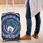 Torres Strait Islander Flag Day Personalised Luggage Cover Dhari Dugongs Sea Cows Aboriginal Art