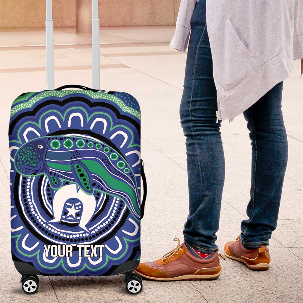 Torres Strait Islander Flag Day Personalised Luggage Cover Dhari Dugongs Sea Cows Aboriginal Art