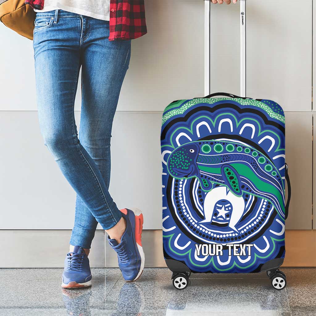 Torres Strait Islander Flag Day Personalised Luggage Cover Dhari Dugongs Sea Cows Aboriginal Art