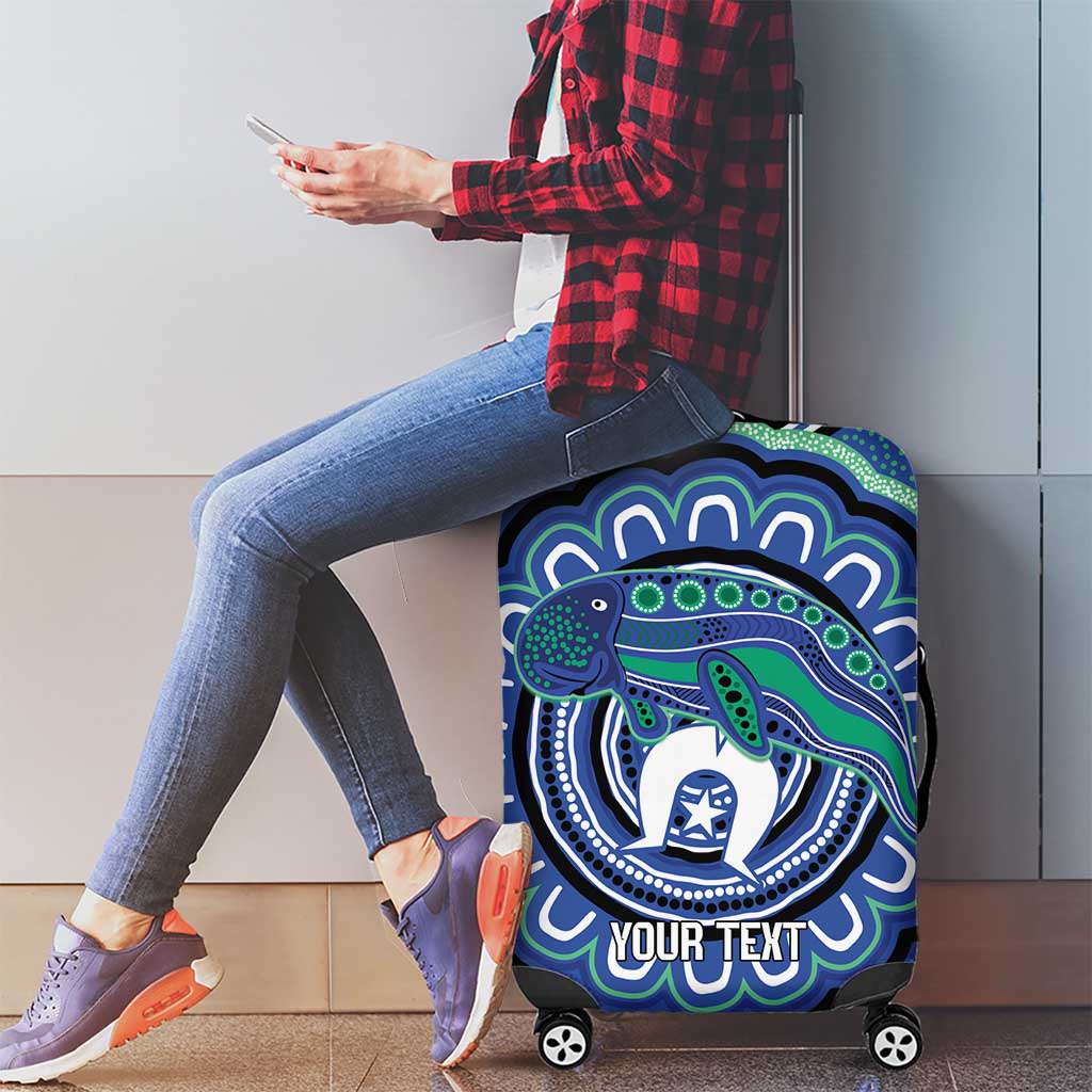 Torres Strait Islander Flag Day Personalised Luggage Cover Dhari Dugongs Sea Cows Aboriginal Art