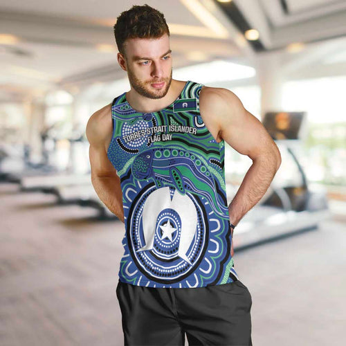 Torres Strait Islander Flag Day Personalised Men Tank Top Dhari Dugongs Sea Cows Aboriginal Art